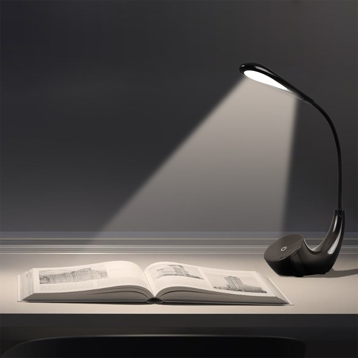 LEDTM® TEBLARO 76501 Μοντέρνο Επιτραπέζιο Φωτιστικό Γραφείου LED 2.8W 550lm 90° DC 5V με USB-C με Επαναφορτιζόμενη Μπαταρία Li-ion 3.7V 1x18650 1800mAh IP20 Φυσικό Λευκό 4500K - Sanan SMD Chip - Μαύρο - Μ15.5 x Π7.5 x Υ44.5cm - 2 Χρόνια Εγγύηση - Image 6