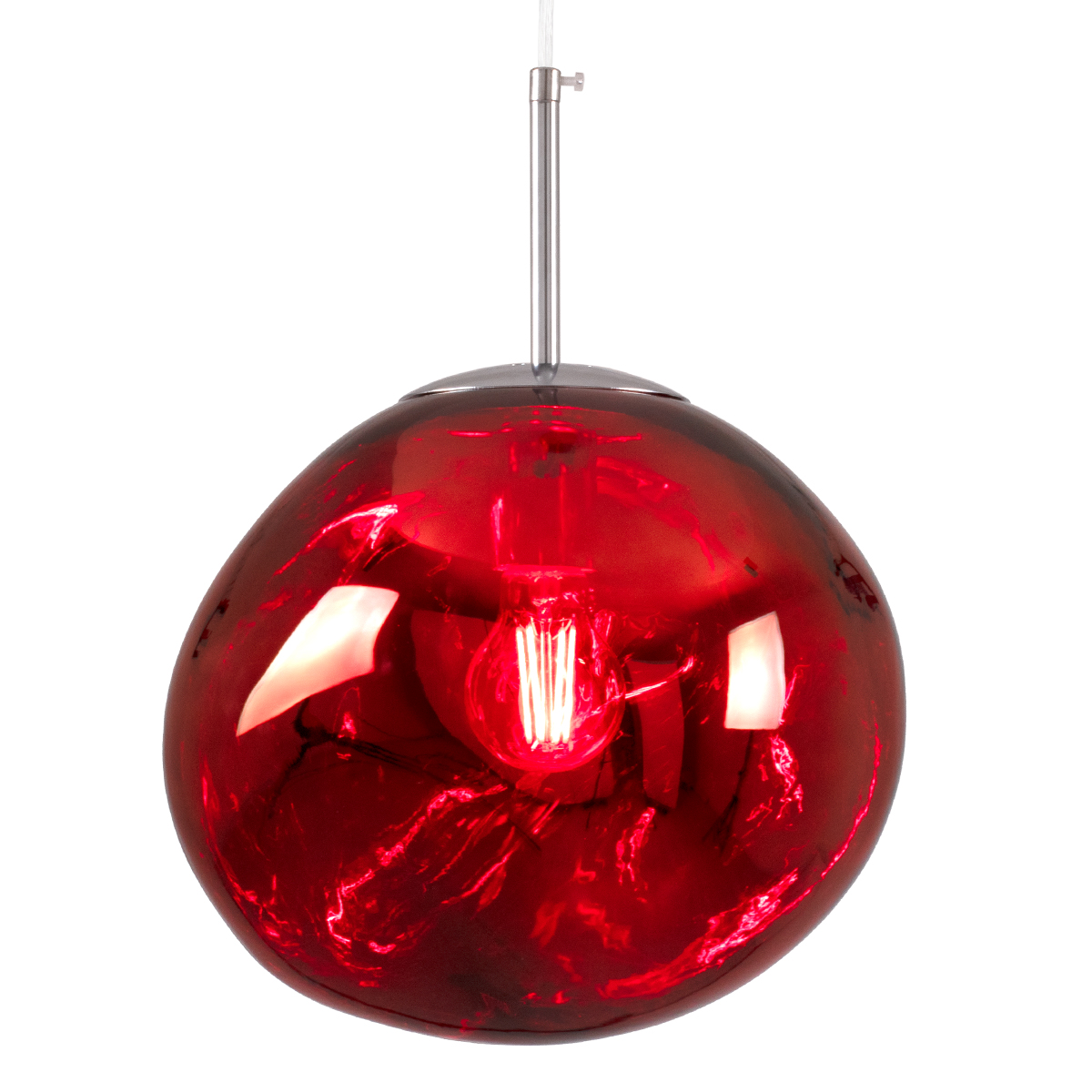 LEDTM® DIXAR 00762 Μοντέρνο Κρεμαστό Φωτιστικό Οροφής με Ντουί 1 x E27 AC 220-240V IP20 - Κόκκινο & Ασημί - Μ28 x Π28 x Υ40cm - Image 2