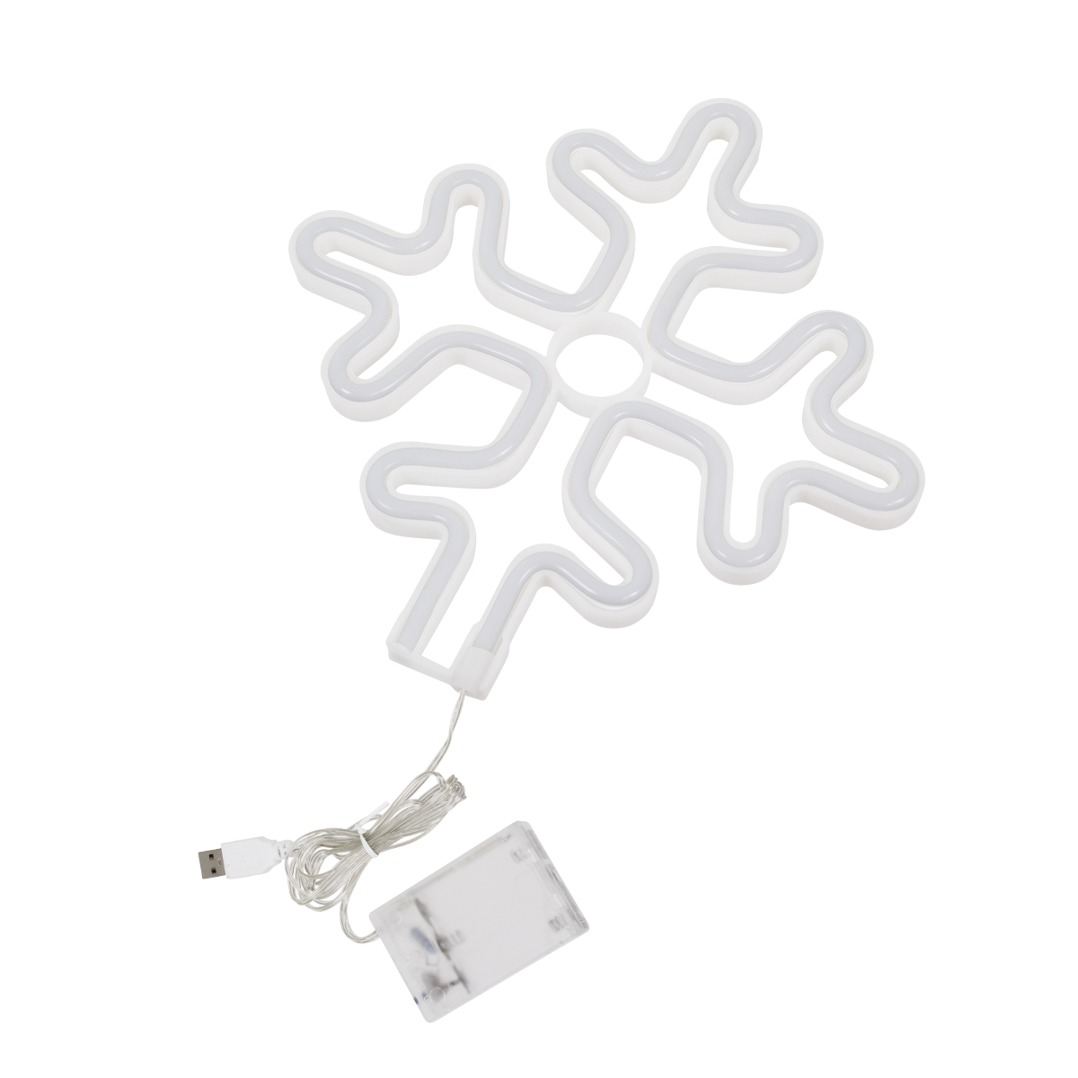 LEDTM® 78582 Φωτιστικό Ταμπέλα Φωτεινή Επιγραφή NEON LED Σήμανσης SNOWFLAKE 5W με Καλώδιο Τροφοδοσίας USB - Μπαταρίας 3xAAA (Δεν Περιλαμβάνονται) - Θερμό Λευκό 2700K - Image 4