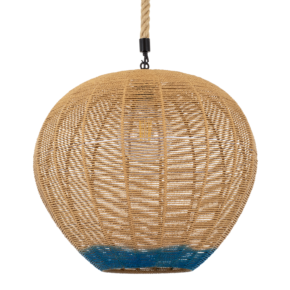 LEDTM® SIMON 00727 Boho Κρεμαστό Φωτιστικό Οροφής με Ντουί 1 x E27 AC 220-240V IP20 - Μπεζ & Μπλε - Μ50 x Π50 x Y47cm - Image 2