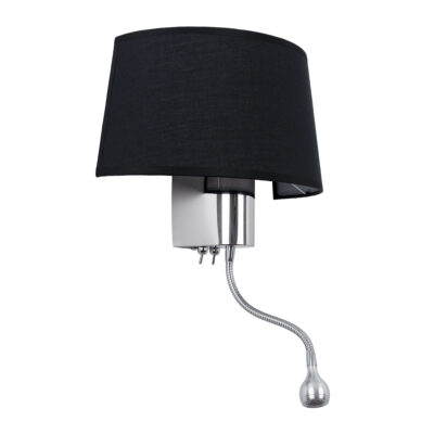 Alternative view of LEDTM® ELEGANT 01492 Μοντέρνο Φωτιστικό Τοίχου - Απλίκα Ξενοδοχείου Reading Light με Ντουί 1 x E27 LED 3W 360lm 36° AC 220-240V IP20 Θερμό Λευκό 2700K - Bridgelux COB Chip - Χρώμιο & Μαύρο - Μ26 x Π16.5 x Υ33cm - 2 Χρόνια Εγγύηση