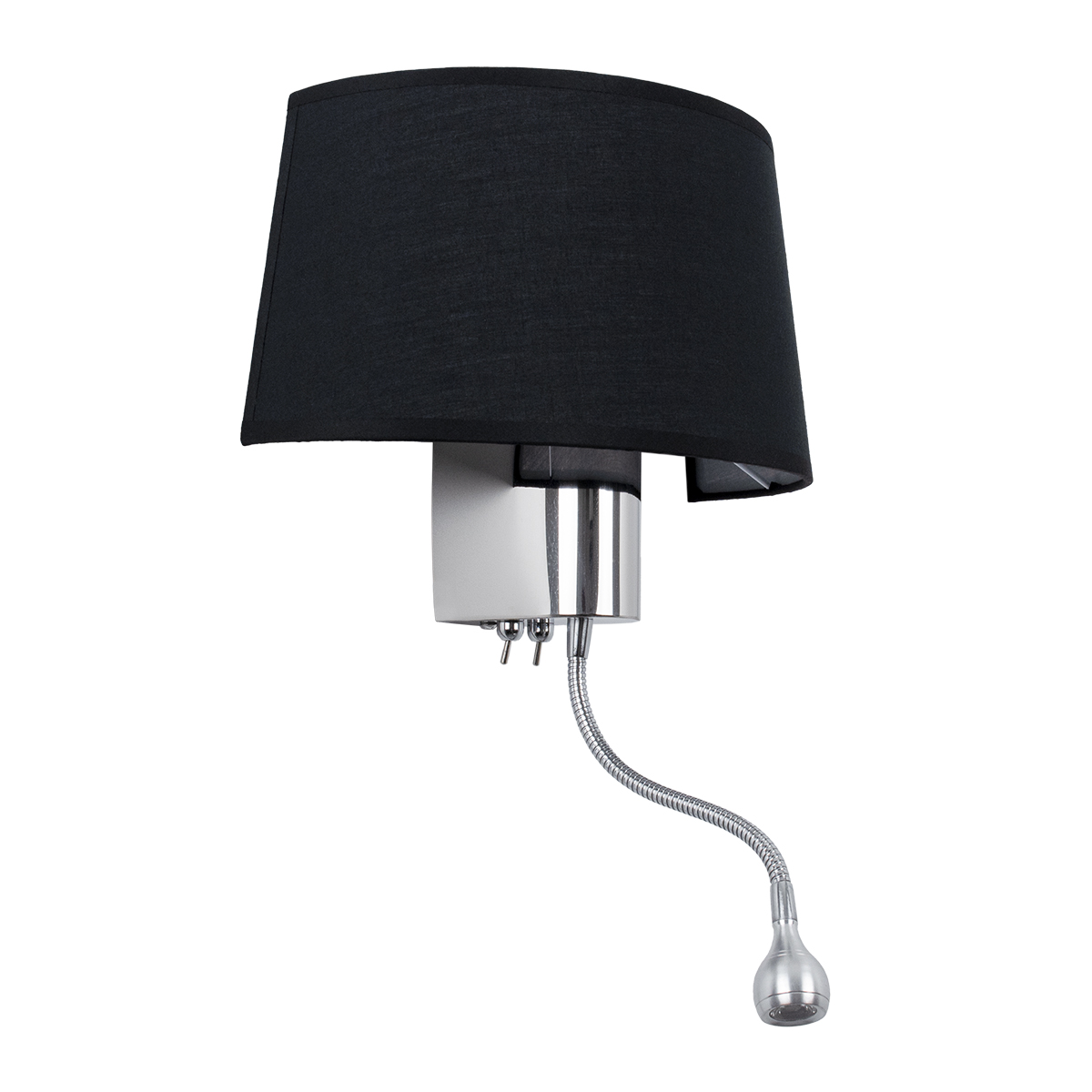 LEDTM® ELEGANT 01492 Μοντέρνο Φωτιστικό Τοίχου - Απλίκα Ξενοδοχείου Reading Light με Ντουί 1 x E27 LED 3W 360lm 36° AC 220-240V IP20 Θερμό Λευκό 2700K - Bridgelux COB Chip - Χρώμιο & Μαύρο - Μ26 x Π16.5 x Υ33cm - 2 Χρόνια Εγγύηση - Image 2