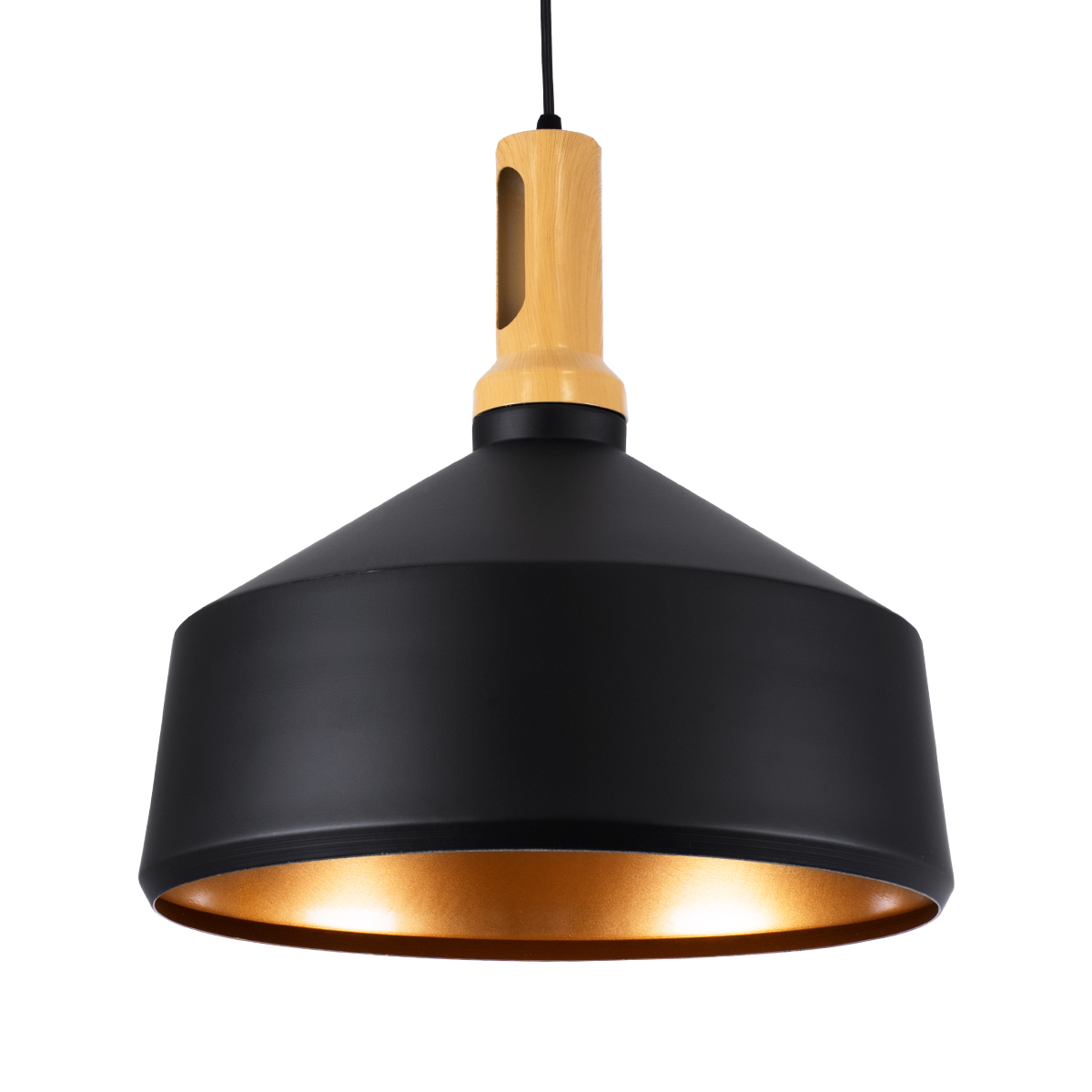 LEDTM® CALYPSO 01334-B Μοντέρνο Κρεμαστό Φωτιστικό Οροφής με Ντουί 1 x E27 AC 220-240V IP20 - Μαύρο & Μπρούτζινο - Μ36 x Π36 x Υ35cm - Image 2