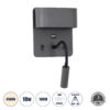 LEDTM® IBIS 61369 Μοντέρνο Φωτιστικό Τοίχου - Απλίκα Ξενοδοχείου Reading Light με Φορτιστή USB 3A LED 10W 1100lm 36° & 360° AC 220-240V IP20 Φυσικό Λευκό 4500K - Bridgelux COB Chip & TÜV SÜD Driver - Γκρι Ανθρακί Ματ - Μ10 x Π6.1 x Υ18cm - 3 Χρόνια Εγγύηση - Image 2