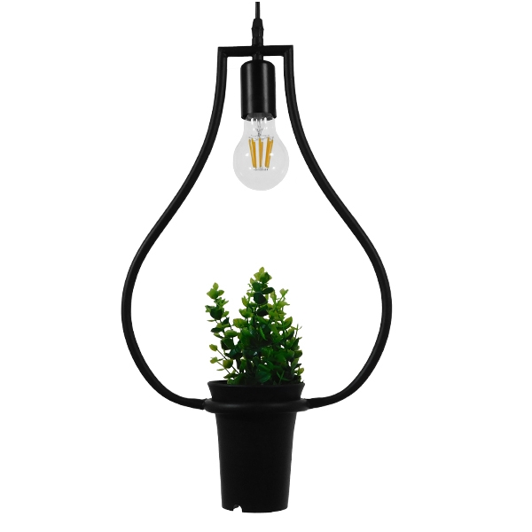 LEDTM® FLOWERPOT 10001210 Μοντέρνο Κρεμαστό Φωτιστικό Οροφής με Ντουί 1 x E27 AC 220-240V IP20 - Μαύρο & Πράσινο - Μ27 x Π27 x Υ40cm - Image 2