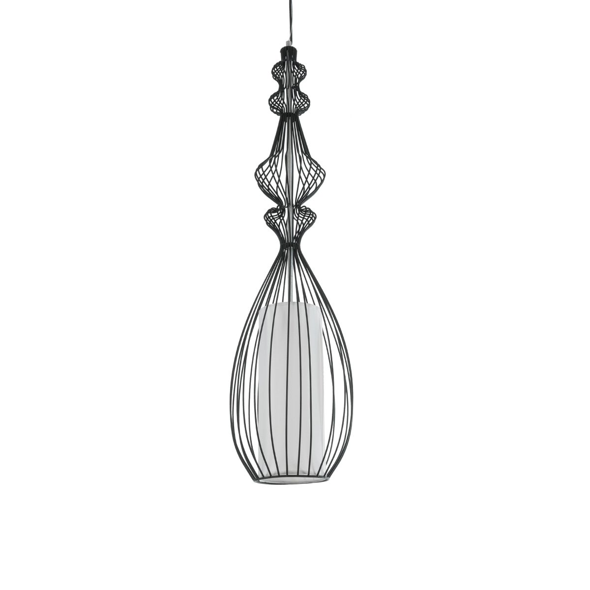 LEDTM® LILY 01561 Vintage Κρεμαστό Φωτιστικό Οροφής με Ντουί 1 x E27 AC 220-240V IP20 - Μαύρο & Λευκό - Μ20 x Π20 x Υ90cm - Image 2