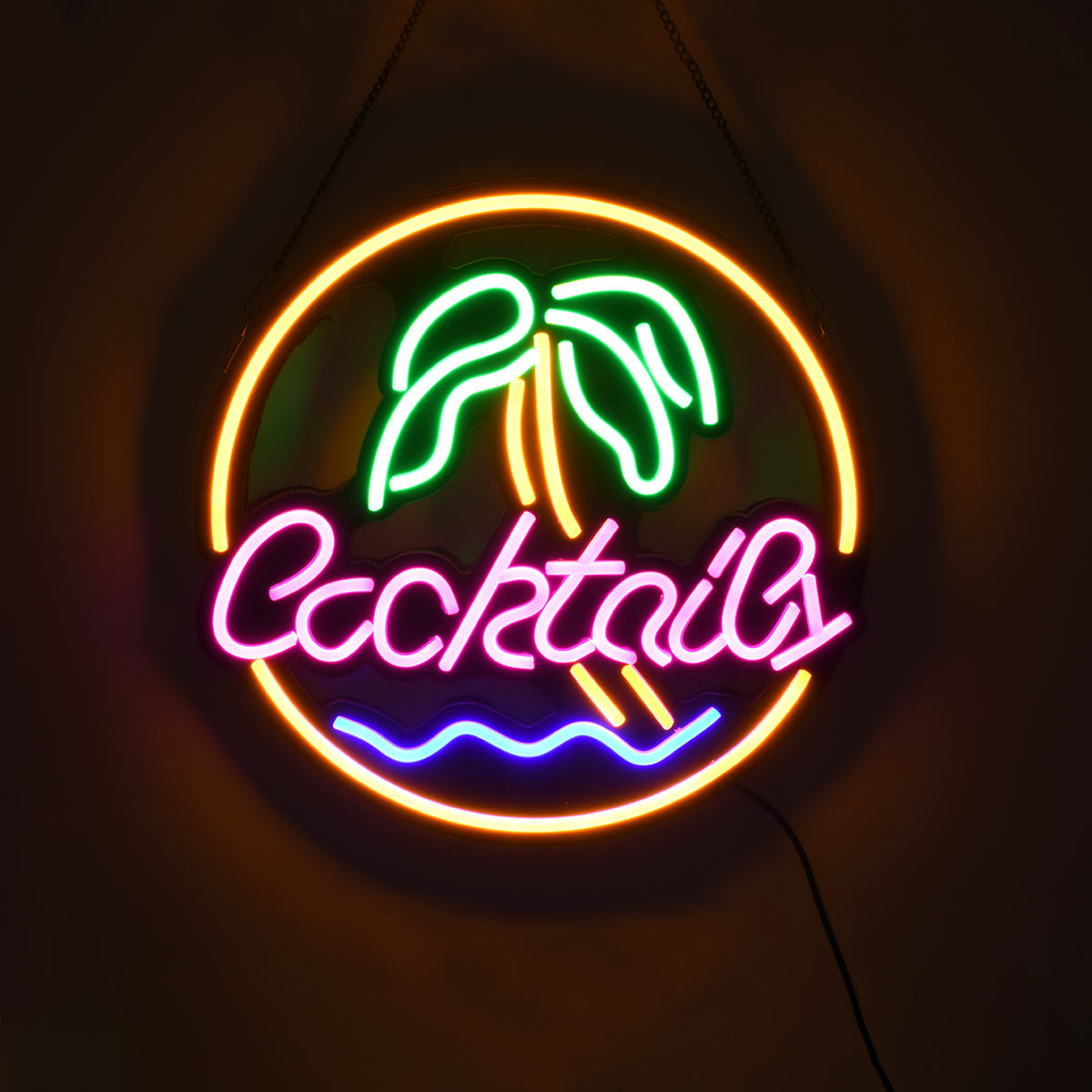 LEDTM® 85851 Φωτιστικό Ταμπέλα Φωτεινή Επιγραφή NEON LED Σήμανσης COCKTAILS 30W AC 230V με Διακόπτη On/Off Ροζ - Γαλάζιο - Κίτρινο - Πράσινο - Image 5