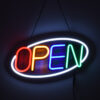 LEDTM® 85858 Φωτιστικό Ταμπέλα Φωτεινή Επιγραφή NEON LED Σήμανσης Animated Ovale OPEN 30W AC 230V με Διακόπτη On/Off και Ασύρματο Χειριστήριο IR Λευκό - Κόκκινο - Πράσινο - Κίτρινο - Γαλάζιο - Image 5