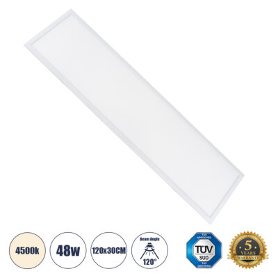 Alternative view of LEDTM® PANELETI 60213 Χωνευτό Panel Οροφής 120x30 LED 48W 4560lm 120° UGR<19 AC 220-240V IP20 Φυσικό Λευκό 4500K - Lumileds SMD Chip & TÜV SÜD Driver - Λευκό Γαλακτερό - Μ120 x Π30 x Υ1.5cm / Q116 x 26cm - 5 Χρόνια Εγγύηση