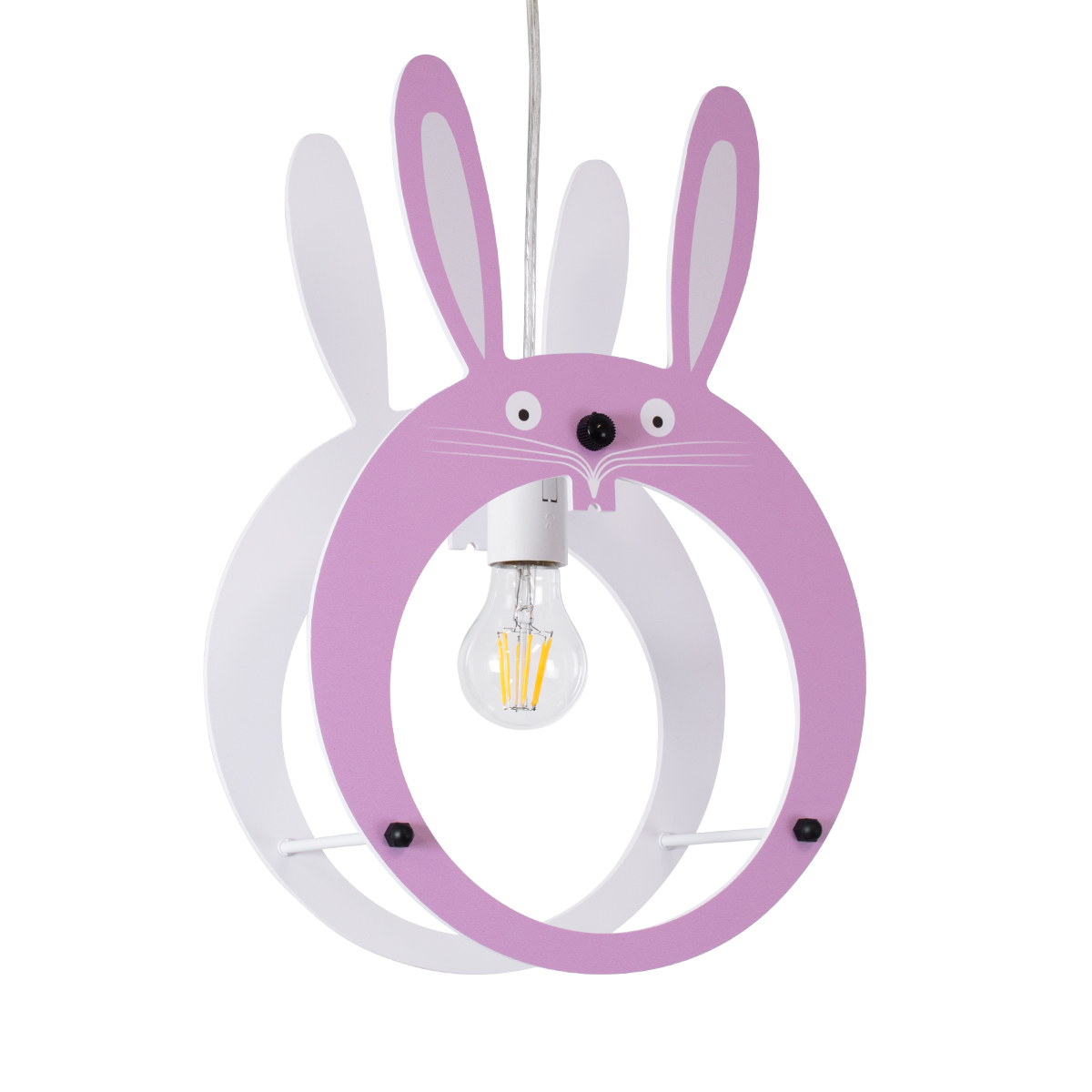 LEDTM® BUNNY 61577 Παιδικό Κρεμαστό Φωτιστικό Οροφής με Ντουί 1 x E27 AC 220-240V IP20 - Ροζ & Λευκό - Μ27.2 x Π15.5 x Υ40cm - Image 2