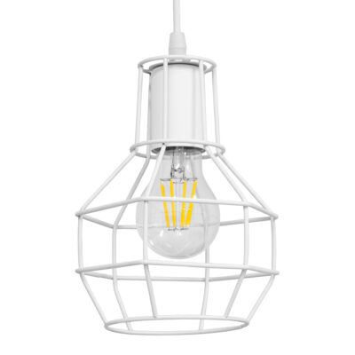 Alternative view of LEDTM® CAGE 00867 Vintage Κρεμαστό Φωτιστικό Οροφής με Ντουί 1 x E27 AC 220-240V IP20 - Λευκό - Μ15 x Π15 x Υ22cm