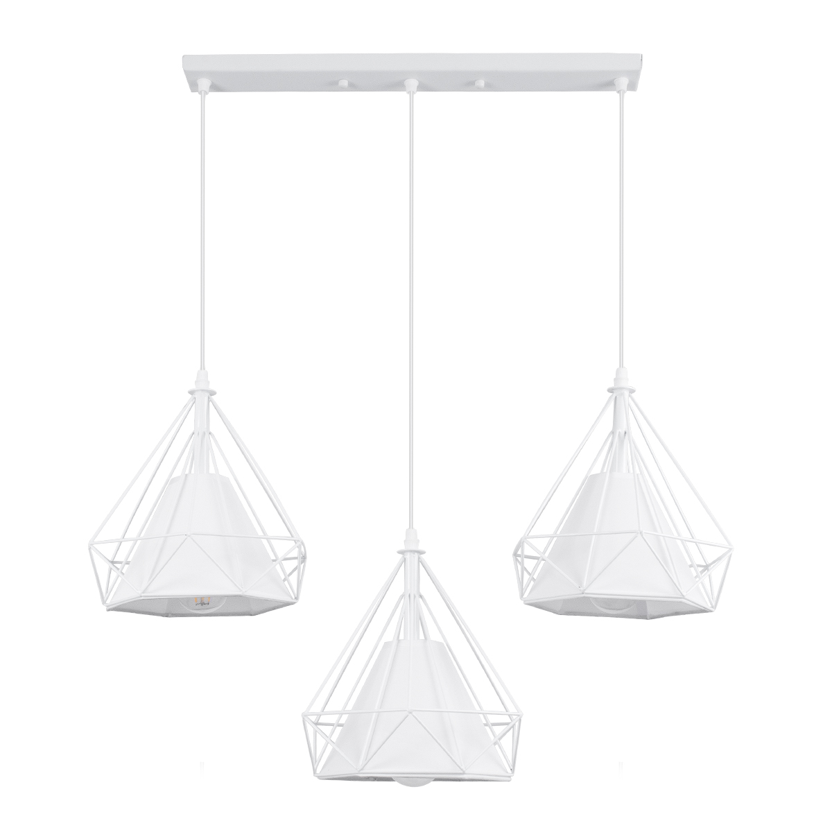 LEDTM® EIFFEL 61570 Vintage Κρεμαστό Φωτιστικό Οροφής με Ντουί 3 x E27 AC 220-240V IP20 - Λευκό - Μ68 x Π25 x Υ130cm - Image 2
