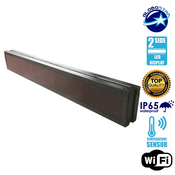 LEDTM® DISPLAY 90311 Κυλιόμενη Ψηφιακή Επιγραφή Διπλής Όψης 160x16cm P10 160x16 Pixel LED 250W AC 220-240V Αδιάβροχο IP65 Κόκκινο - WiFi Control μέσω FK APP - Αισθητήρας Θερμοκρασίας & Υγρασίας - Μ168 x Π12 x Υ24cm - 2 Χρόνια Εγγύηση - Image 4