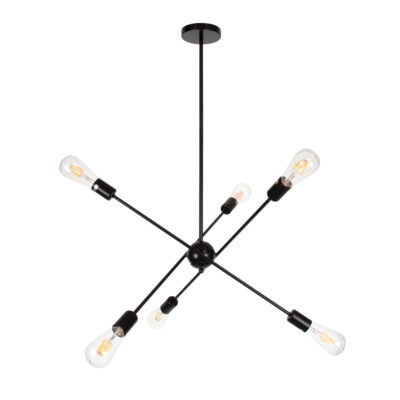 Alternative view of LEDTM® ZANE 00784 Μοντέρνο Φωτιστικό Οροφής με Ντουί 6 x E27 AC 220-240V IP20 - Μαύρο - Μ70 x Π70 x Υ100cm