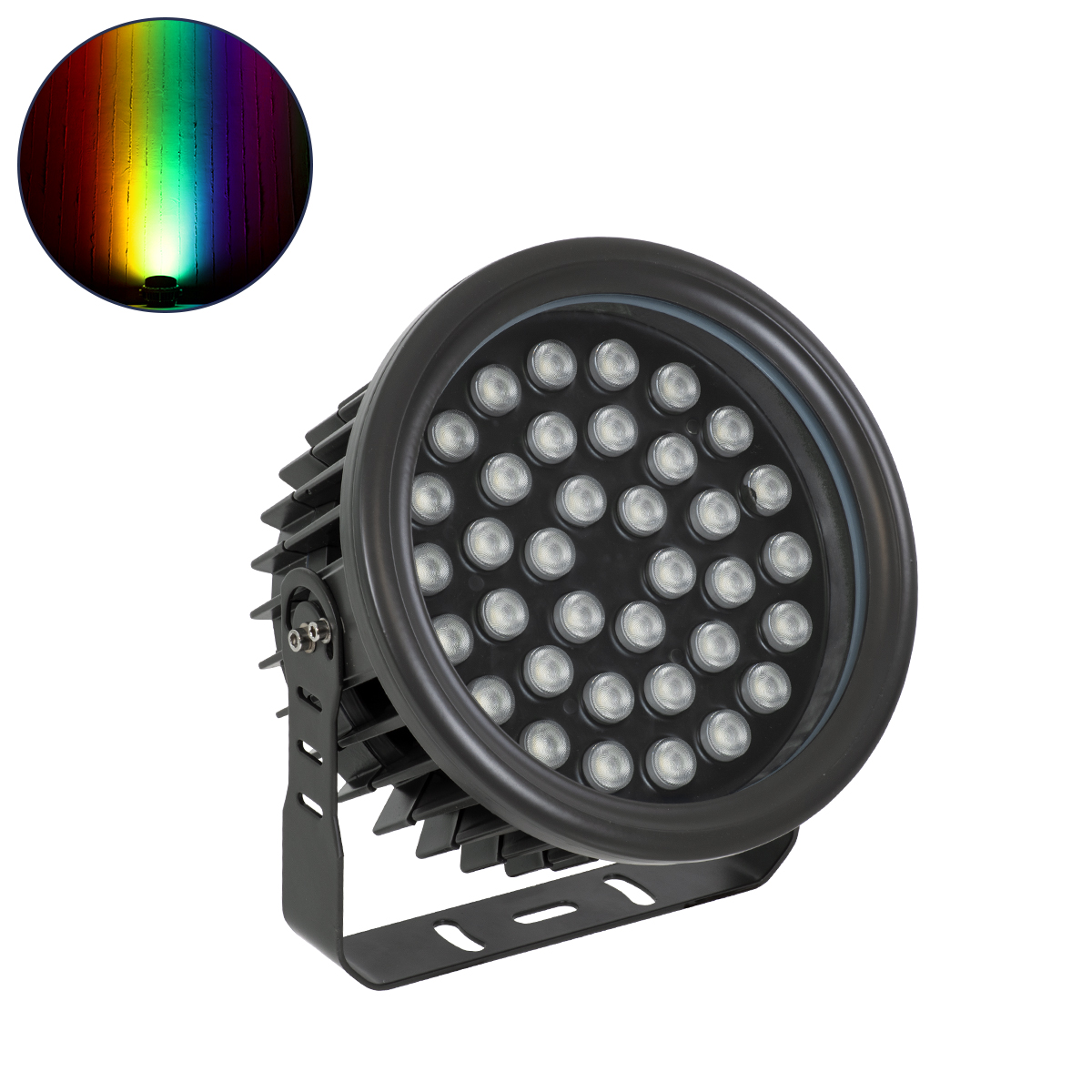 LEDTM® FLOODNEVA 90400 Προβολέας Σποτ Wall Washer LED 72W 6120lm 30° DC 24V Αδιάβροχο IP65 Πολύχρωμο RGBW Dimmable DMX512 - Bridgelux SMD Chip - Μαύρο - Μ24.5 x Π24.5 x Υ14.7cm - 3 Χρόνια Εγγύηση - Image 2