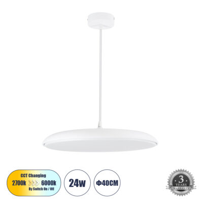 Alternative view of LEDTM® BARON 61255 Μοντέρνο Κρεμαστό Φωτιστικό Οροφής LED 24W 2880lm 120° AC 220-240V IP20 Ρυθμιζόμενο Λευκό CCT με On/Off 2700K/4500K/6000K - Lumileds SMD Chip - Λευκό Ματ - Μ40 x Π40 x Υ10cm - 3 Χρόνια Εγγύηση