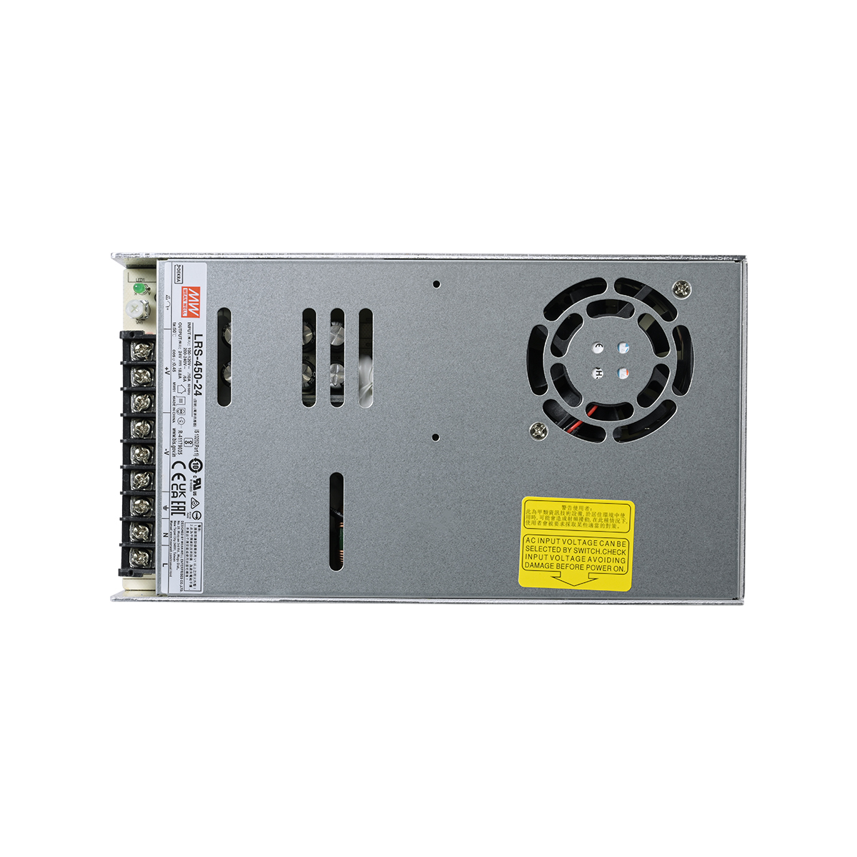 LEDTM® MEANWELL-LRS450-24 90787 Τροφοδοτικό/Μετασχηματιστής PELV 450W 18.8A DC 24V IP20 - AC 220-240V σε DC 24V / Ρυθμιζόμενo από DC 21.6V έως DC 28.8V - Μ22.5 x Π12.4 x Υ3.5cm - 3 Χρόνια Εγγύηση - Image 6