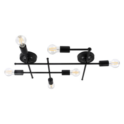 Alternative view of LEDTM® PIPING 00664-1 Vintage Φωτιστικό Οροφής με Ντουί 6 x E27 AC 220-240V IP20 - Μαύρο - Μ66 x Π9.5 x Υ49cm