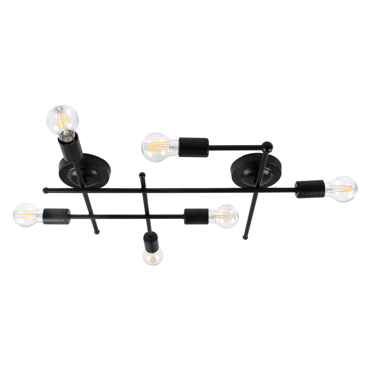LEDTM® PIPING 00664-1 Vintage Φωτιστικό Οροφής με Ντουί 6 x E27 AC 220-240V IP20 - Μαύρο - Μ66 x Π9.5 x Υ49cm - Image 2