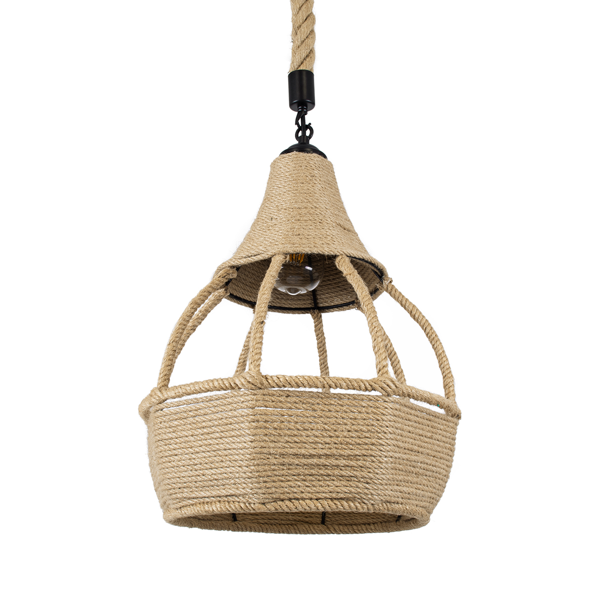 LEDTM® KUBRIC 01605 Boho Κρεμαστό Φωτιστικό Οροφής με Ντουί 1 x E27 AC 220-240V IP20 - Μπεζ - Μ30 x Π30 x Y40cm - Image 2