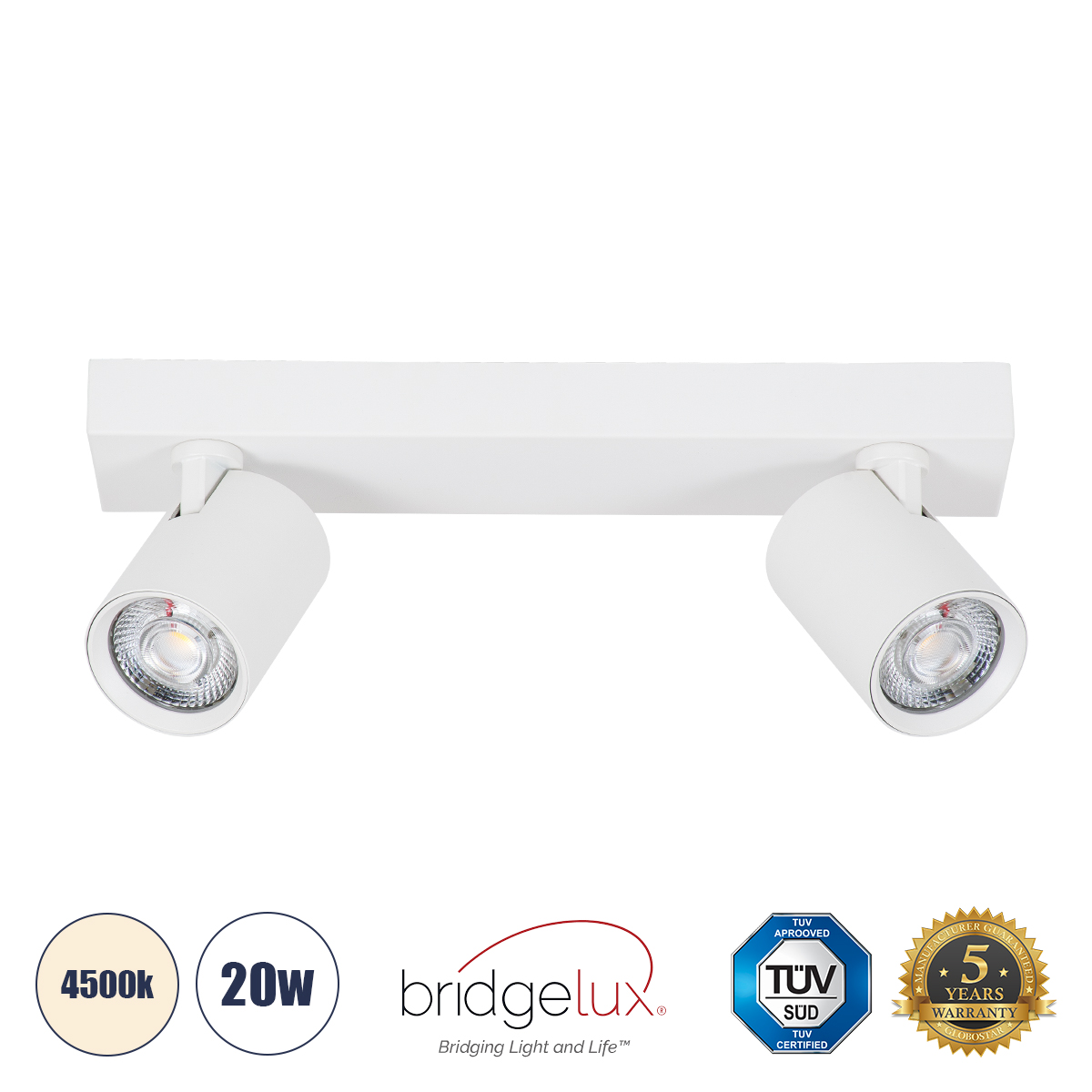 LEDTM® LEONARDO 60347 Μοντέρνο Φωτιστικό Οροφής LED 20W 2400lm 60° AC 220-240V IP20 Φυσικό Λευκό 4500K - Bridgelux COB - Λευκό - Μ32 x Π7 x Υ11.8cm - 5 Χρόνια Εγγύηση - Image 2