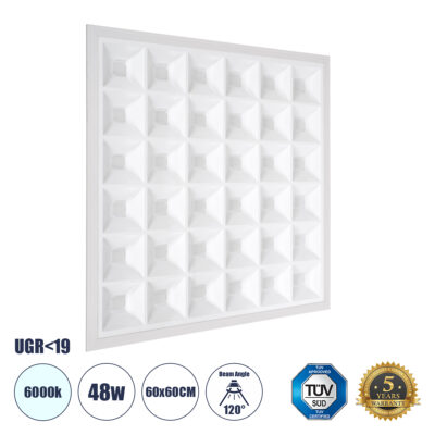 Alternative view of LEDTM® ZEUS 60968 Χωνευτό Panel Οροφής 60x60 με Anti Glare Reflector LED 48W 7440lm 120° CRI≥85Ra UGR<19 AC 220-240V IP20 Ψυχρό Λευκό 6000K - Lumileds SMD Chip & TÜV SÜD Driver - Λευκό Γαλακτερό - Μ60 x Π60 x Υ3.3cm / Q56 x 56cm - 5 Χρόνια Εγγύηση