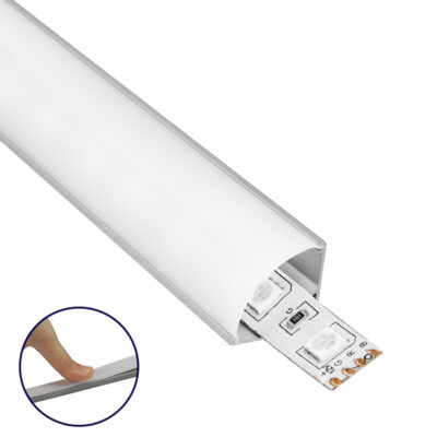 Alternative view of LEDTM® ALP-CORNER LINEO 70815-3M Επιφανειακό Γωνιακό Προφίλ Αλουμινίου με Λευκό Γαλακτερό Πατητό Κάλυμμα για Ταινίες LED IP20 - Ασημί & Λευκό - Μ300 x Π1.6 x Υ1.6cm - Πακέτο 5 Τεμαχίων