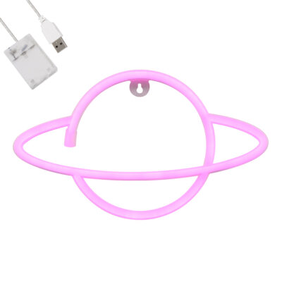 Alternative view of LEDTM® 78588 Φωτιστικό Ταμπέλα Φωτεινή Επιγραφή NEON LED Σήμανσης PLANET SATURN 5W με Καλώδιο Τροφοδοσίας USB - Μπαταρίας 3xAAA (Δεν Περιλαμβάνονται) - Ροζ