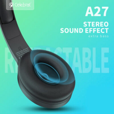 Alternative view of CELEBRAT headphones A27, wireless & wired, Bluetooth 5.3, Φ40mm, μαύρα