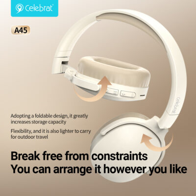 Alternative view of CELEBRAT headphones A45, ασύρματα & ενσύρματα, micro SD, 40mm, 250mAh, μαύρα
