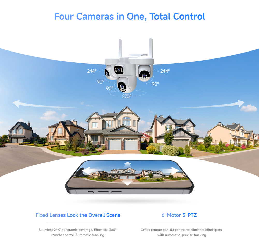 VSTARCAM smart ηλιακή κάμερα AG623FR, four-lens, 3MP, 4G, SD, PTZ, IP66 - Image 7