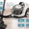 BRUNO ηλεκτρική σκούπα BRN-0137, 800W, 3lt, κυκλωνική, λευκή - Image 2