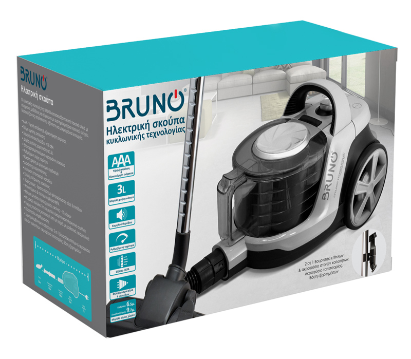 BRUNO ηλεκτρική σκούπα BRN-0137, 800W, 3lt, κυκλωνική, λευκή - Image 10