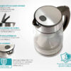 BRUNO βραστήρας νερού BRN-0143, 1.7L, 2200W, γυάλινος-Inox - Image 6