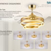 BRUNO ανεμιστήρας οροφής με LED φως BRN-0225, AC 122W, 42", Φ107x58εκ., χρυσός - Image 2