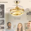 BRUNO ανεμιστήρας οροφής με LED φως BRN-0225, AC 122W, 42", Φ107x58εκ., χρυσός - Image 3
