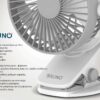 BRUNO ανεμιστήρας με κλίπ BRN-0230, επαναφορτιζόμενος, λευκός/γκρι - Image 5