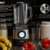 BRUNO μπλέντερ 3 σε 1 προηγμένων λειτουργιών BRN-0254, 1500W, 1.8L γυάλινη κανάτα, 6 λεπίδες, inox-μαύρο - Image 2
