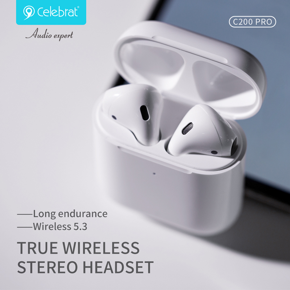 CELEBRAT earphones με θήκη φόρτισης C200 Pro, True Wireless, 13mm, 30/300mAh, λευκά - Image 5