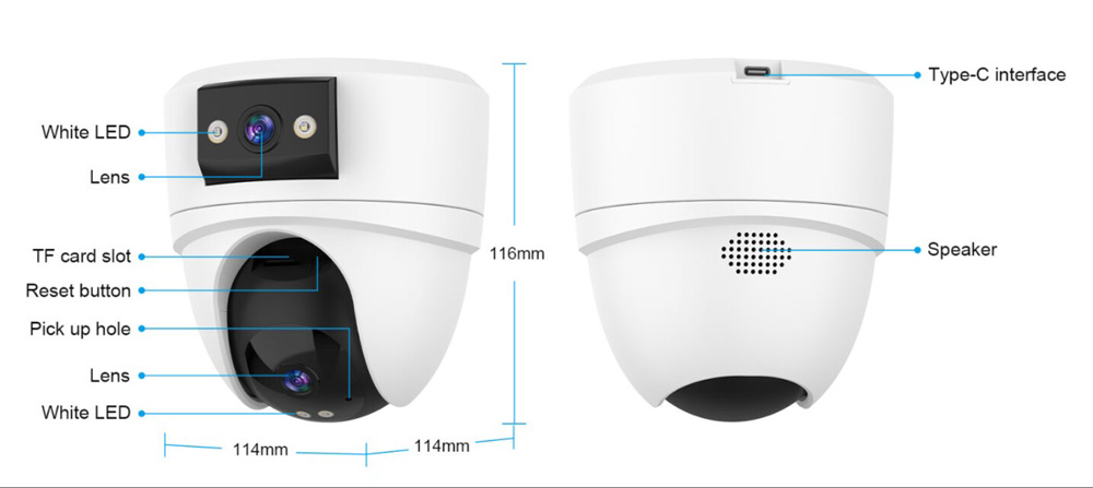 VSTARCAM smart κάμερα CS2DR, 3MP, dual lens, WiFi, PTZ, SD - Image 4