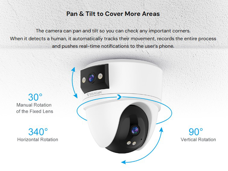 VSTARCAM smart κάμερα CS2DR, 3MP, dual lens, WiFi, PTZ, SD - Image 10