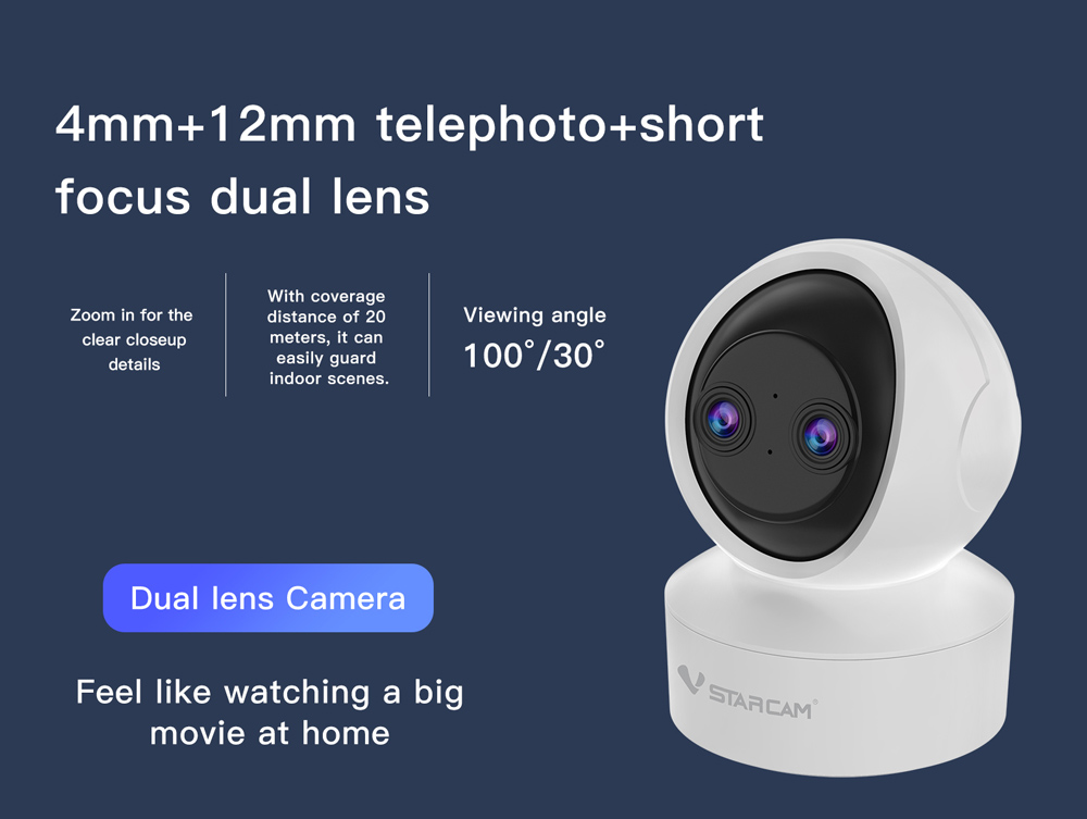 VSTARCAM smart κάμερα CS49D, 3MP, dual lens, WiFi, PTZ, SD - Image 9