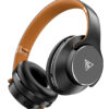 DOQAUS headphones DESIGN 1, ασύρματα & ενσύρματα, Φ40mm, 600mAh, μαύρα/καφέ - Image 4
