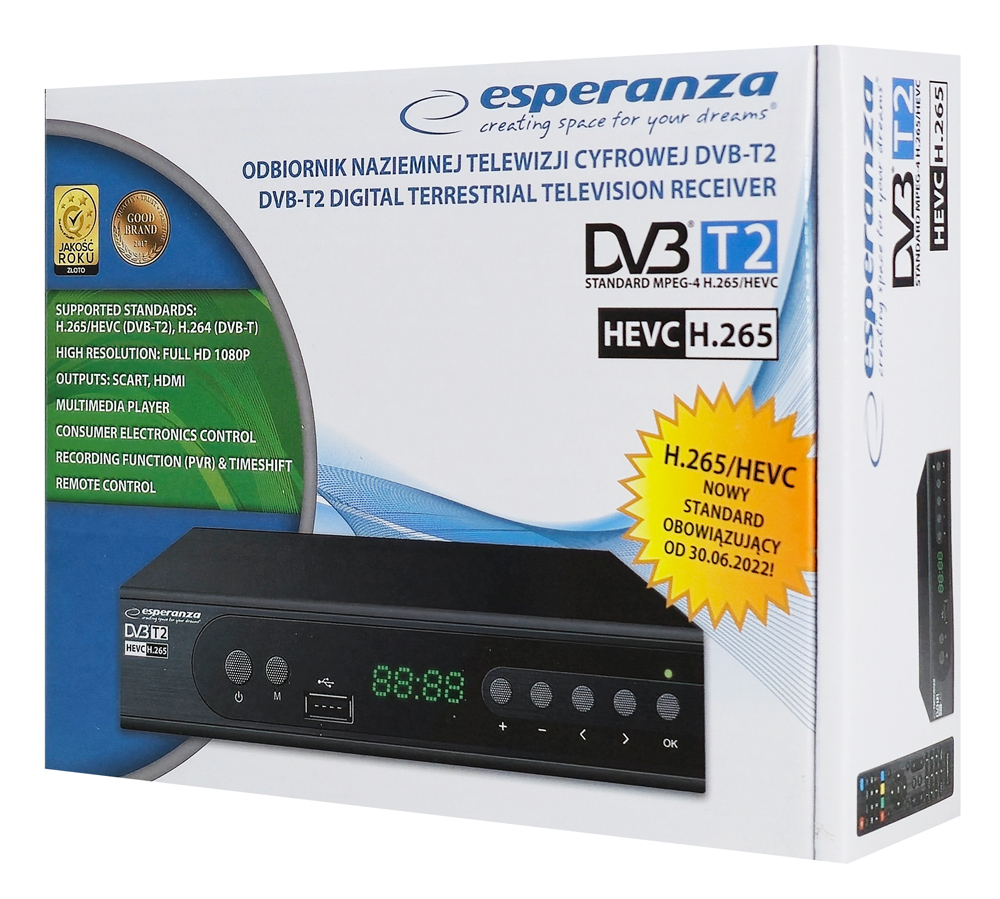 ESPERANZA ψηφιακός δέκτης EV106R, DVB-T2, Full HD, MPEG-4, H.265/HEVC, με PVR - Image 3