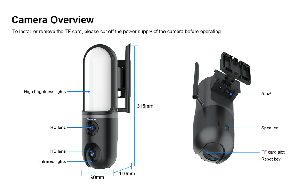 VSTARCAM smart κάμερα FC4 με φωτισμό, dual lens, 3MP, WiFi, SD, PTZ, IP66 - Image 6