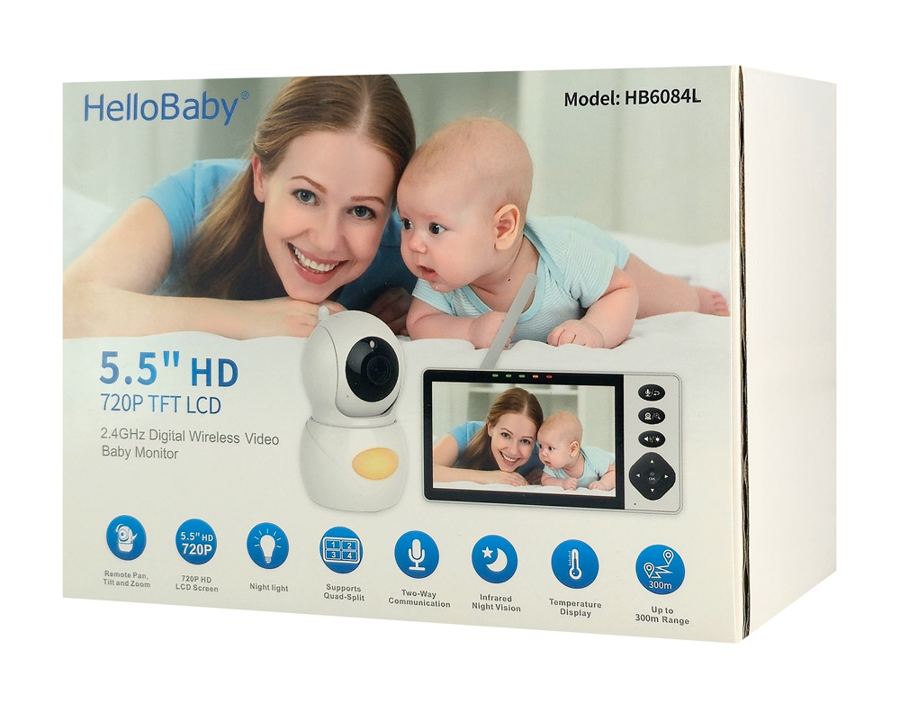 HELLOBABY ενδοεπικοινωνία μωρού HB6084L με κάμερα & οθόνη 5.5", 720p, PTZ - Image 4