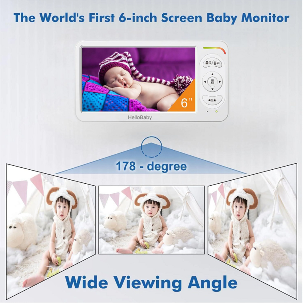 HELLOBABY ενδοεπικοινωνία μωρού HB6364 με κάμερα & οθόνη 6", 720p, PTZ - Image 2