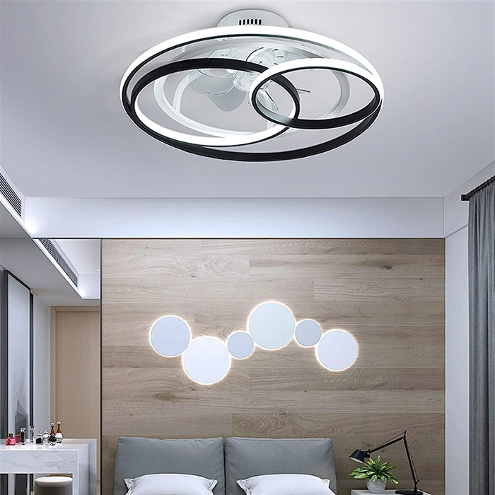 LEDTM ανεμιστήρας οροφής HLL-0108 με LED φως, 50W, Φ50x21cm, μαύρος - Image 2