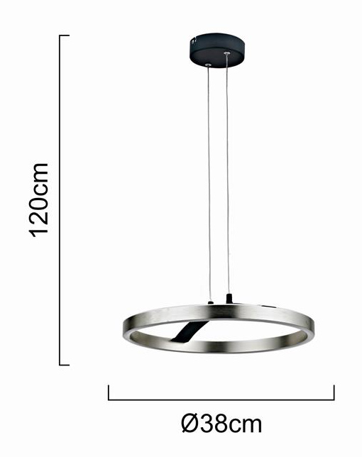LEDTM LED φωτιστικό οροφής HLL-0202, 29W, 4000K, Φ38x120cm, ασημί/μαύρο - Image 4