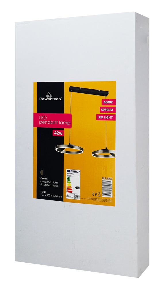 LEDTM LED φωτιστικό οροφής HLL-0203, 42W, 4000K, 70x30x120cm, ασημί/μαύρο - Image 6